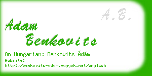 adam benkovits business card
