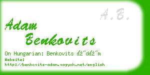 adam benkovits business card